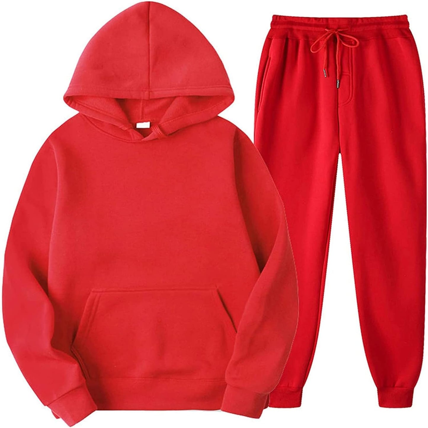 Women Jogger Tracksuit Outfit Long Sleeve Hoodies Sweatshirt and Sweatpants 2 Piece Sports Sets Sweatsuits Red