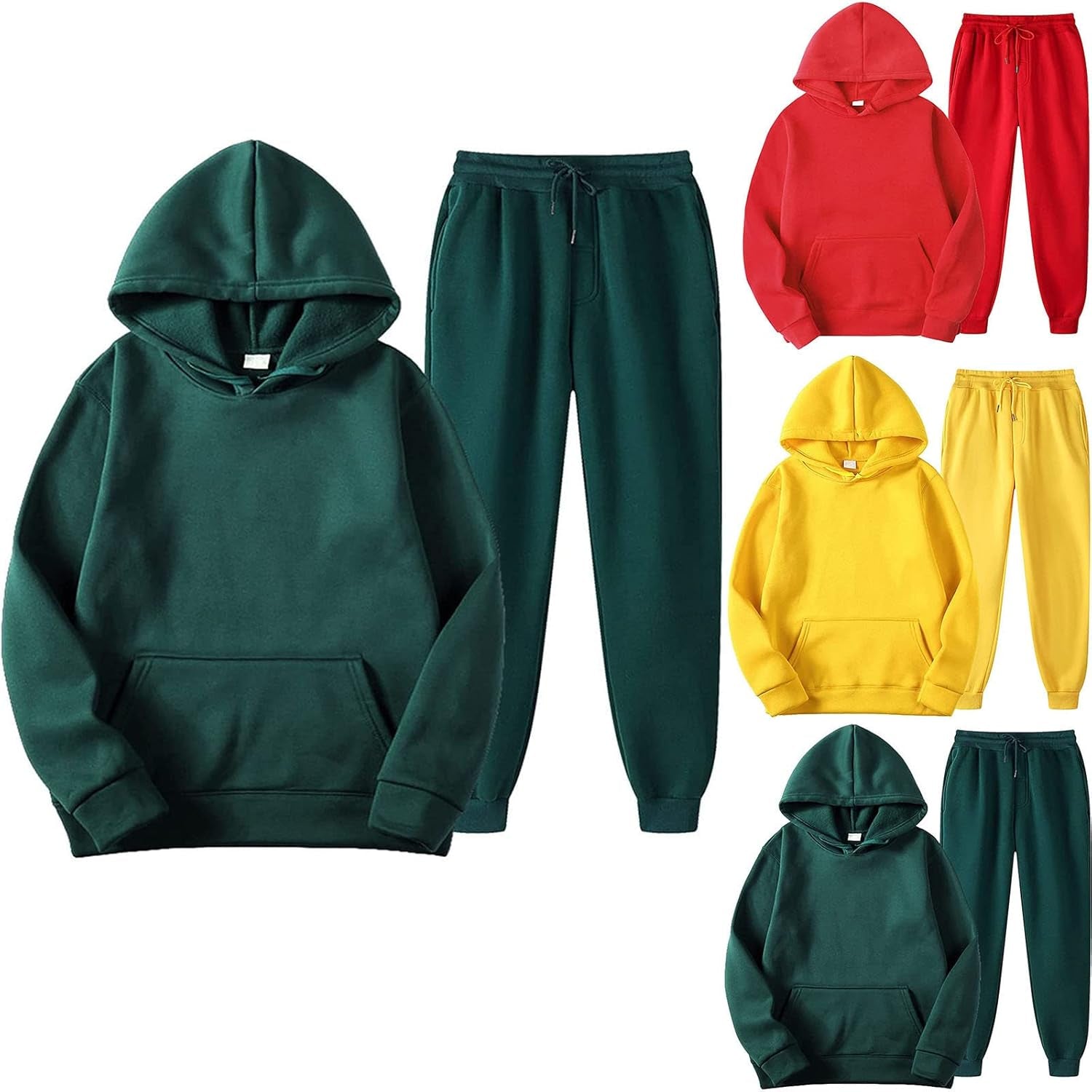 Women Jogger Tracksuit Outfit Long Sleeve Hoodies Sweatshirt and Sweatpants 2 Piece Sports Sets Sweatsuits Red