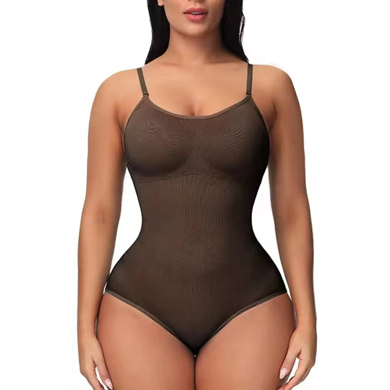  V Neck Spaghetti Strap Bodysuit Shapewear Slimming Body Shaper Smooth Out Bodysuit