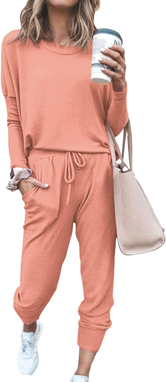 Women Casual 2 Piece Outfit Long Pant Set Sweatsuits Tracksuits