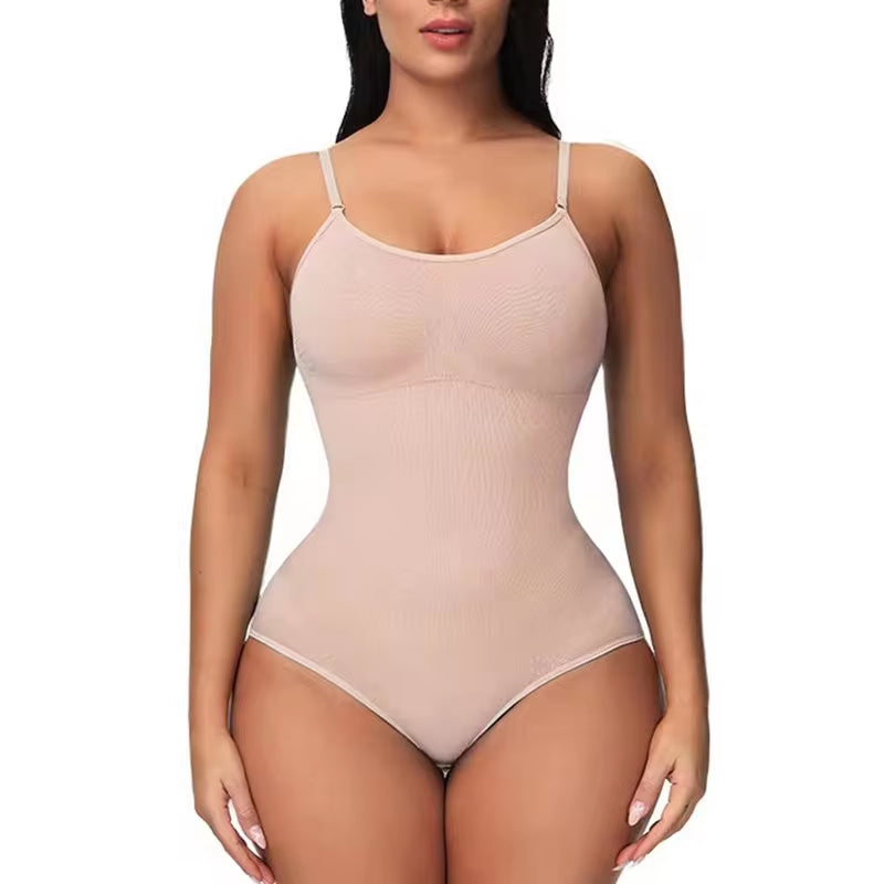  V Neck Spaghetti Strap Bodysuit Shapewear Slimming Body Shaper Smooth Out Bodysuit