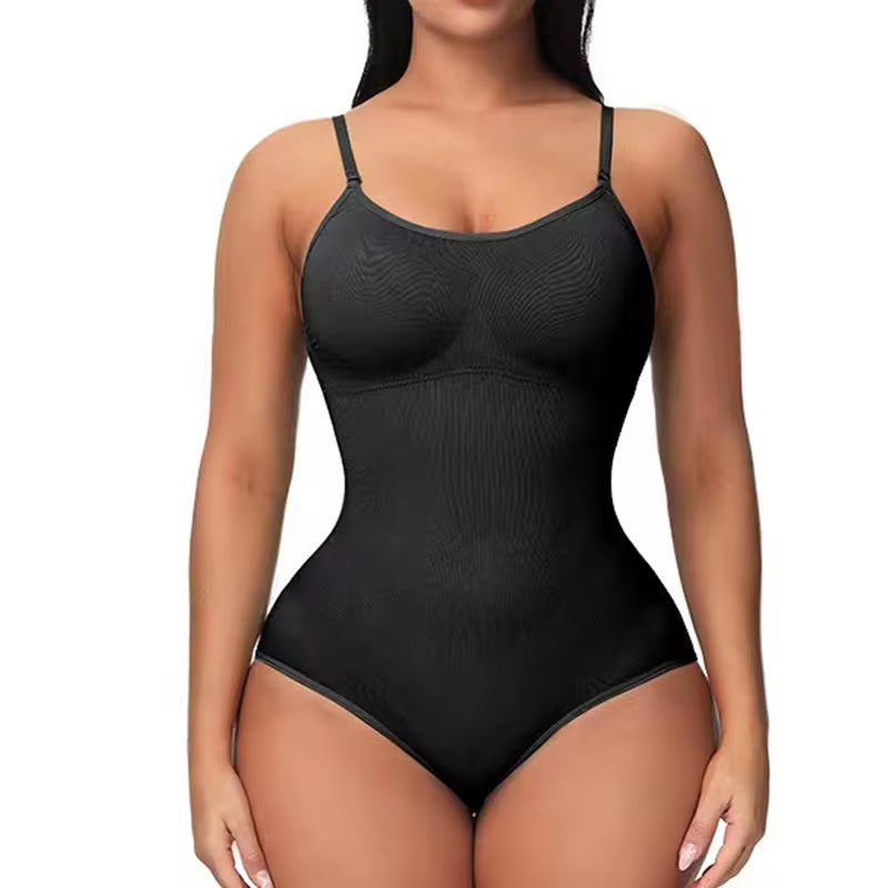  V Neck Spaghetti Strap Bodysuit Shapewear Slimming Body Shaper Smooth Out Bodysuit