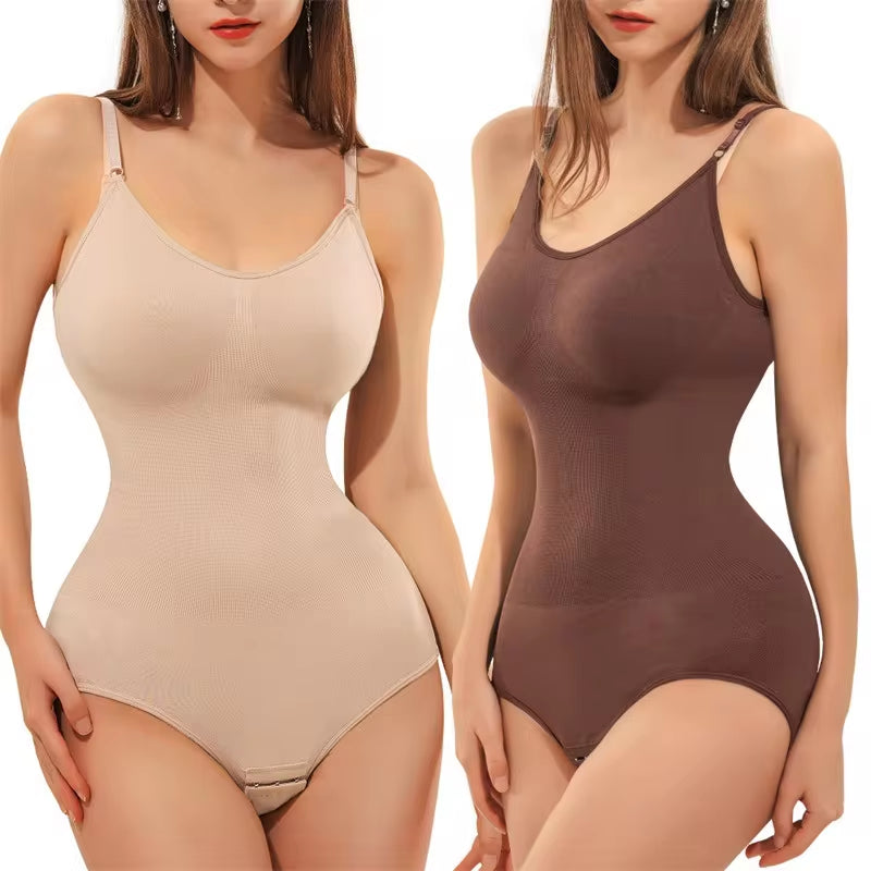  V Neck Spaghetti Strap Bodysuit Shapewear Slimming Body Shaper Smooth Out Bodysuit